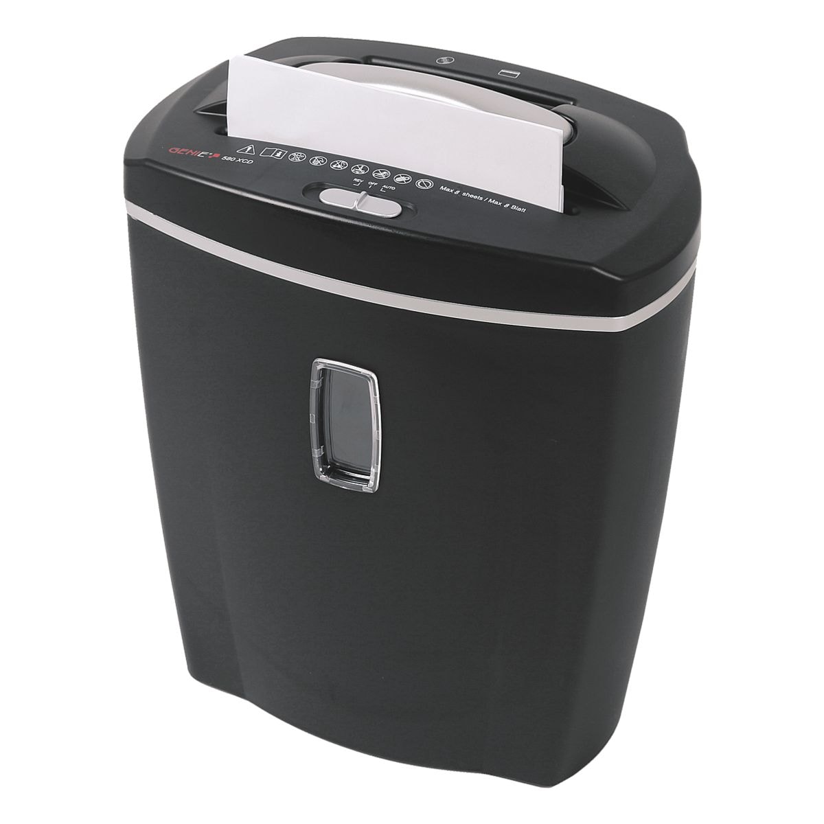 Aktenvernichter GENIE 580 XCD schwarz, Sicherheitsstufe 4, Partikelschnitt (4 x 18 mm) bis 8 Blatt