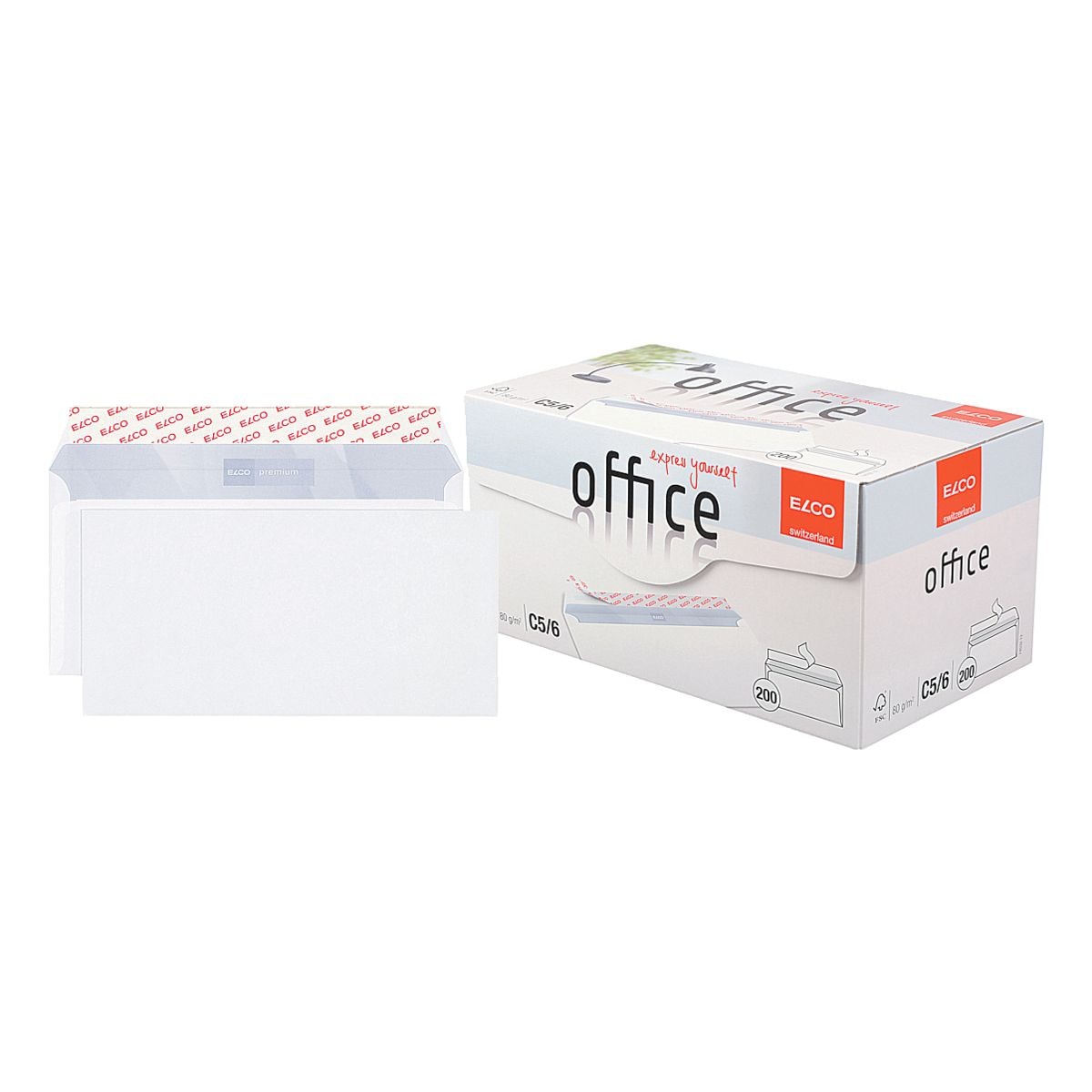 Briefumschlge ELCO Office C5/6, DIN lang+ 80 g/m ohne Fenster, haftklebend - 200 Stck