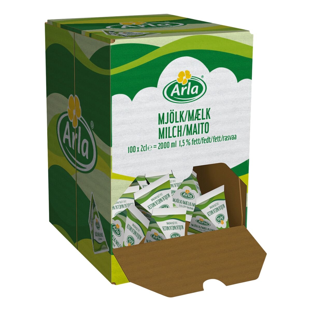Hellma Portionsweise verpackte Milch H-Milch Arla 1,5%