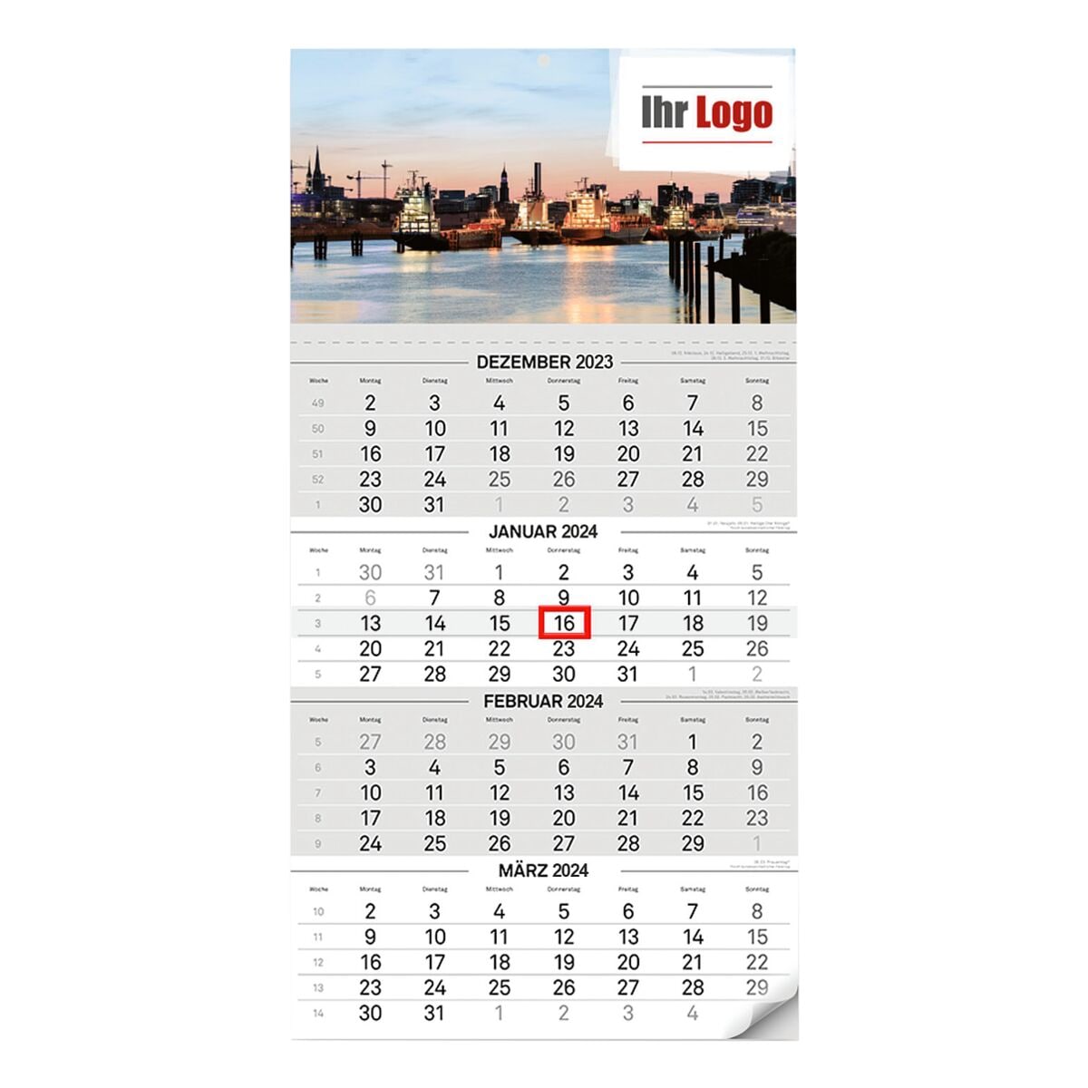 4-Monats-Kalender 2024 mit Ihrem Logo individualisiert (1-sprachig)