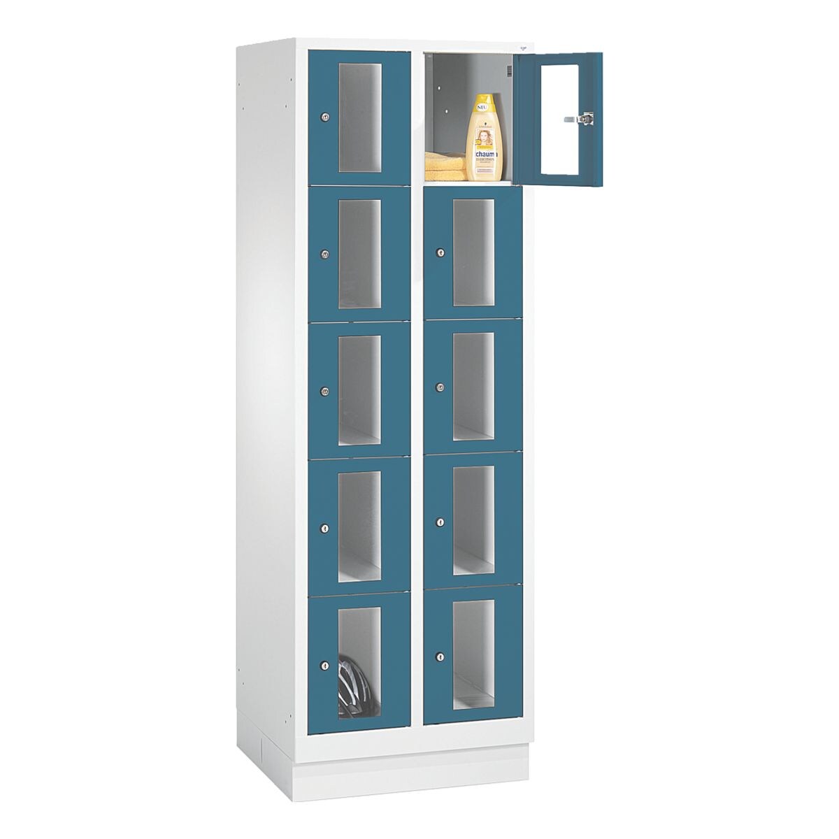 CP Schließfachschrank Classic A, 2x5, Stahl / Acrylglas, auf Sockel, 61 x 180 cm