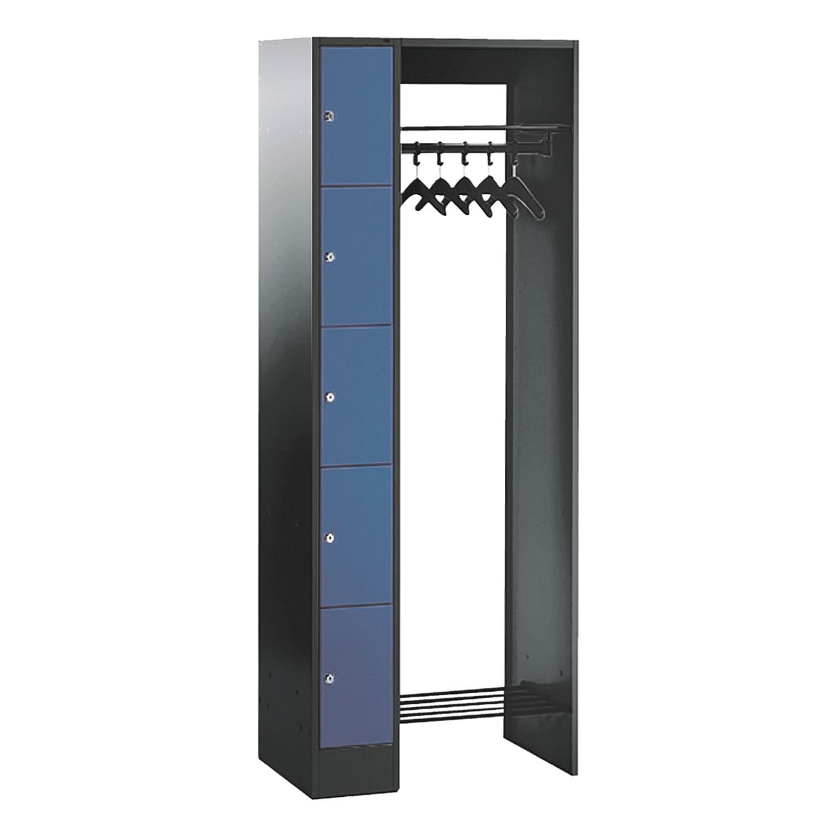 CP Offener Garderobenschrank, 1x5, Stahl, auf Sockel, 74 x 195 cm