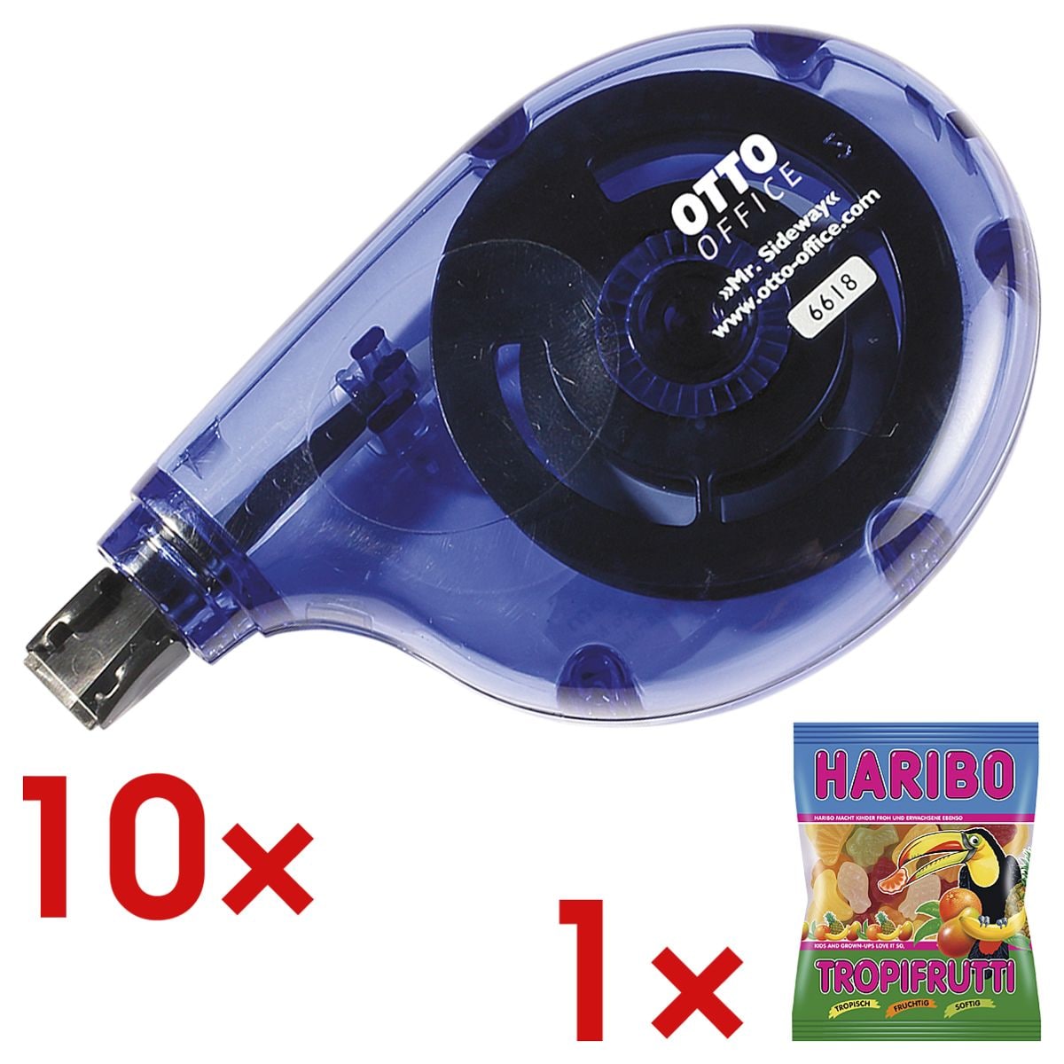 10x OTTO Office Einweg-Korrekturroller Mr. Sideway, 4,2 mm / 8,5 m, inkl. Fruchtgummi »Tropi Frutti«
