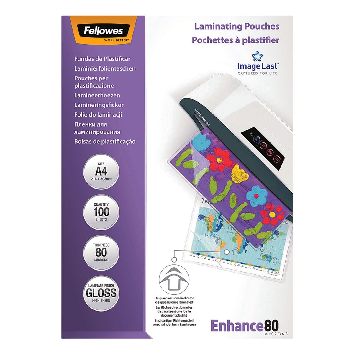 Fellowes 100 Stück Laminierfolien Laminating Pouches A4 80 mic