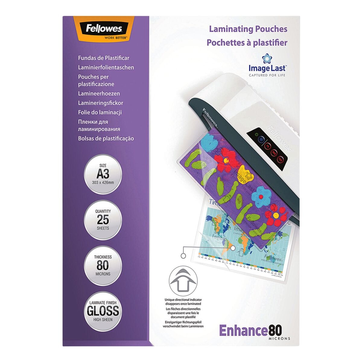 Fellowes 25 Stück Laminierfolien Laminating Pouches A3 80 mic