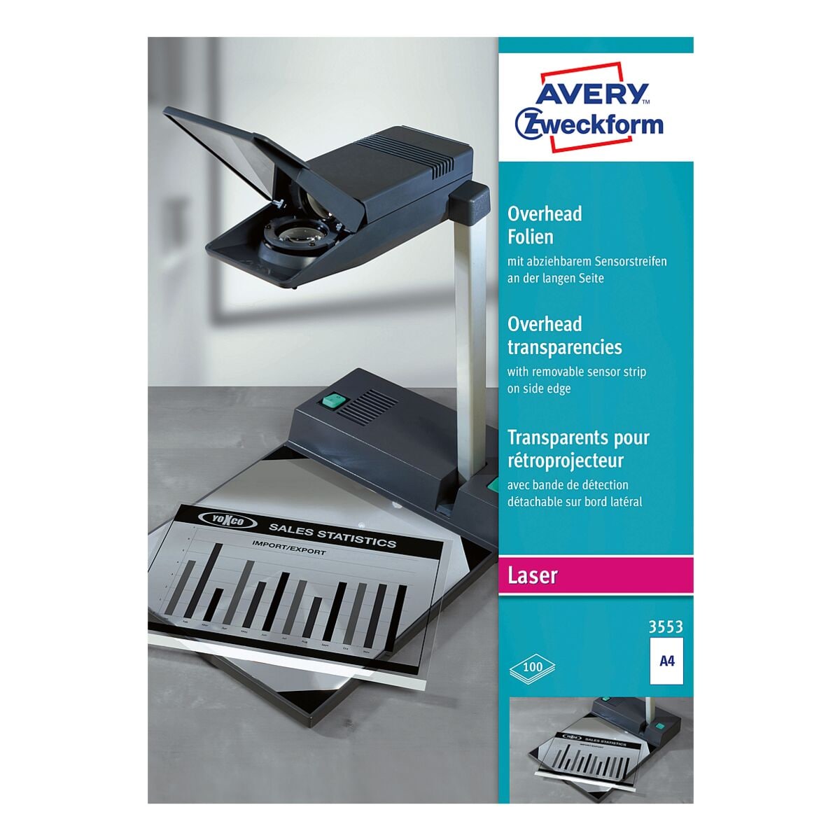 Avery Zweckform Overhead-S/W-Laserfolien »Sensorstreifen lang«