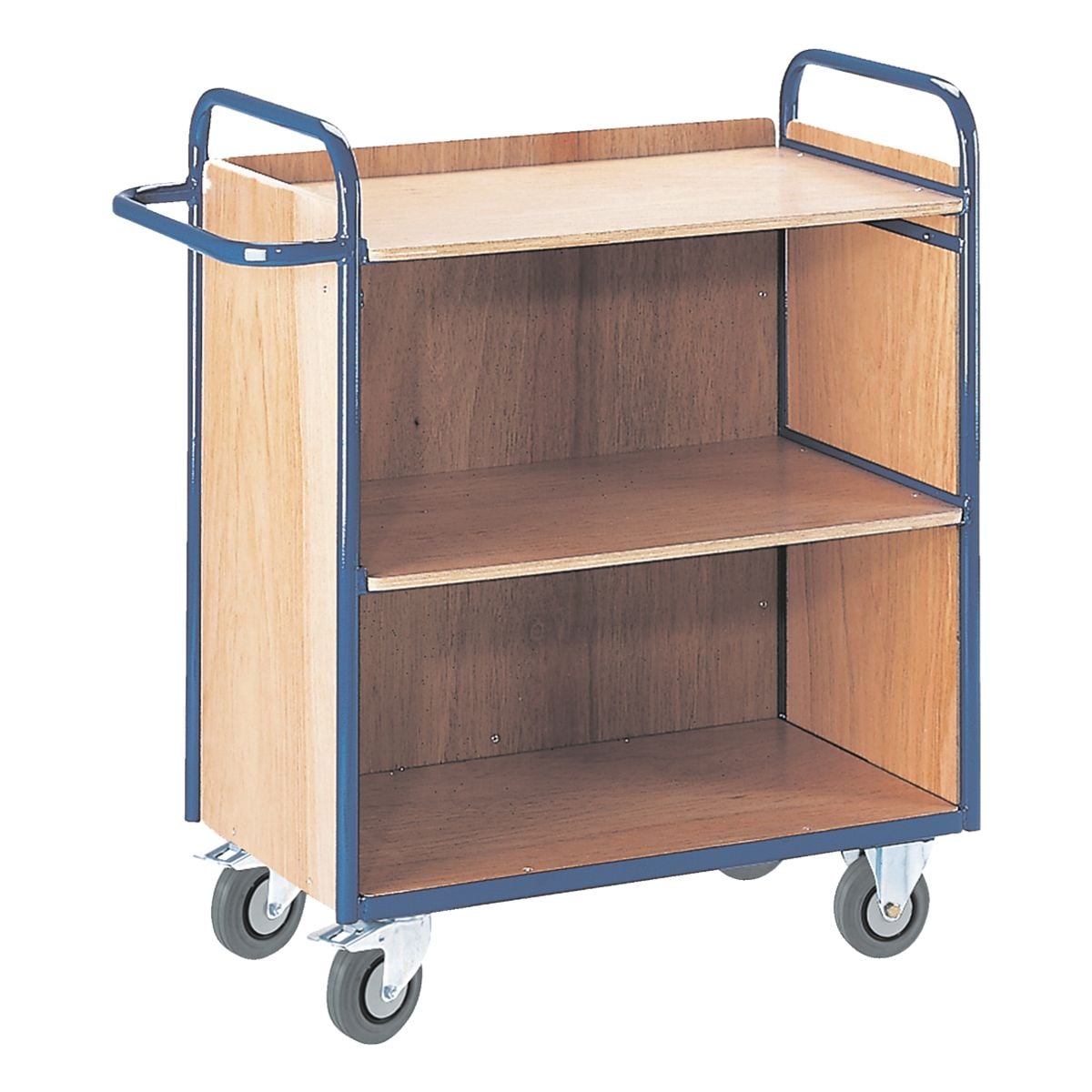 ROLLCART Etagenwagen mit 3 Wnden 80x49 cm Holz-Ladeflche