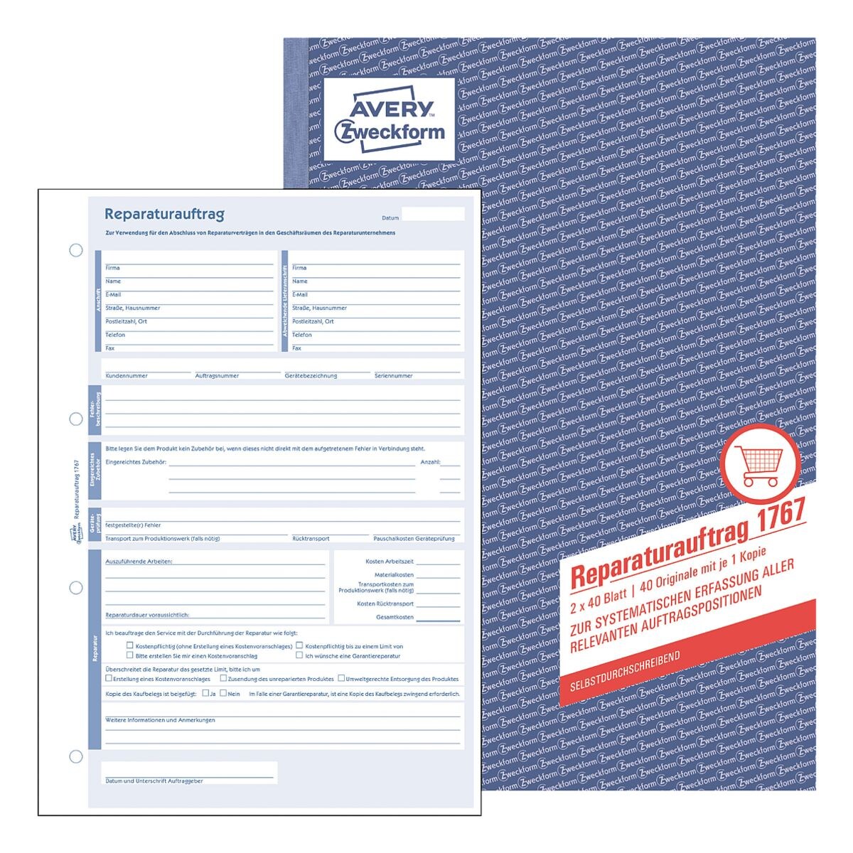 Avery Zweckform Formularbuch »Allgemeiner Reparaturauftrag 1767«
