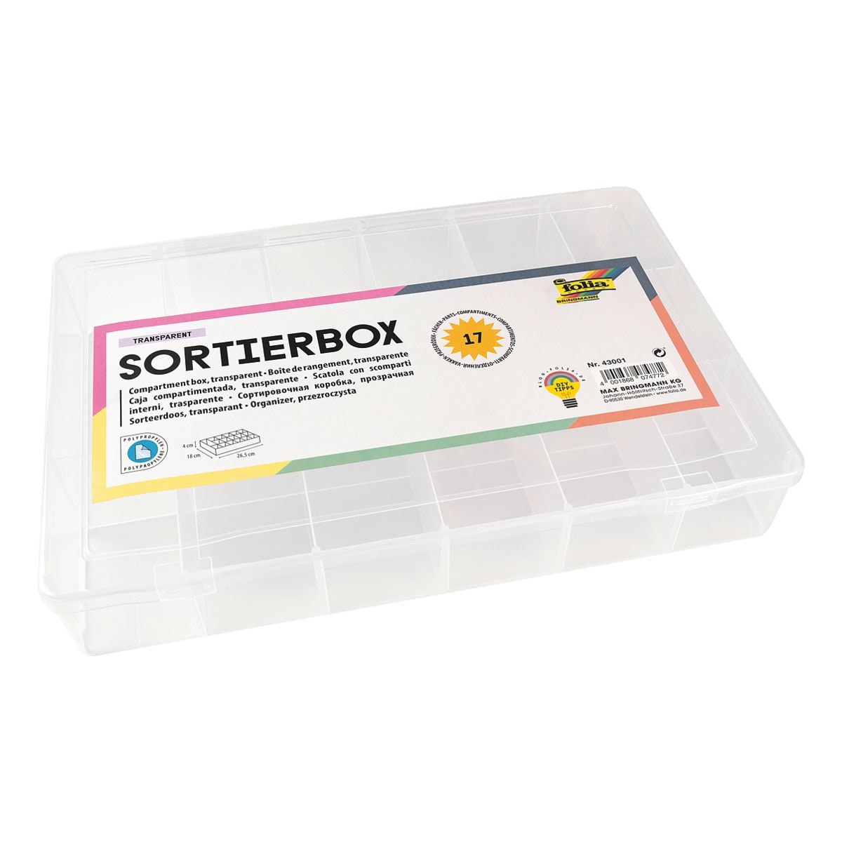 folia Sortierbox mit 17 Fächern