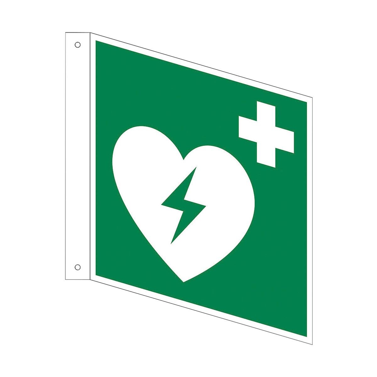 Marahrens Sicherheitskennzeichen »Automatisierter externer Defibrillator [E010]« Fahnenschild 15 x 0,1 x 15 cm