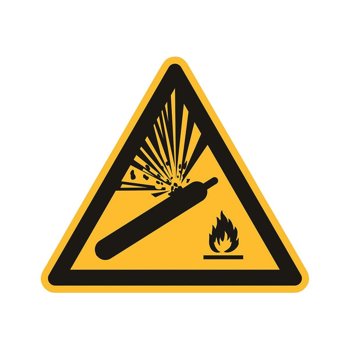 Sicherheitskennzeichen Warnung vor Gasflaschen [W029] 10 x 10 cm