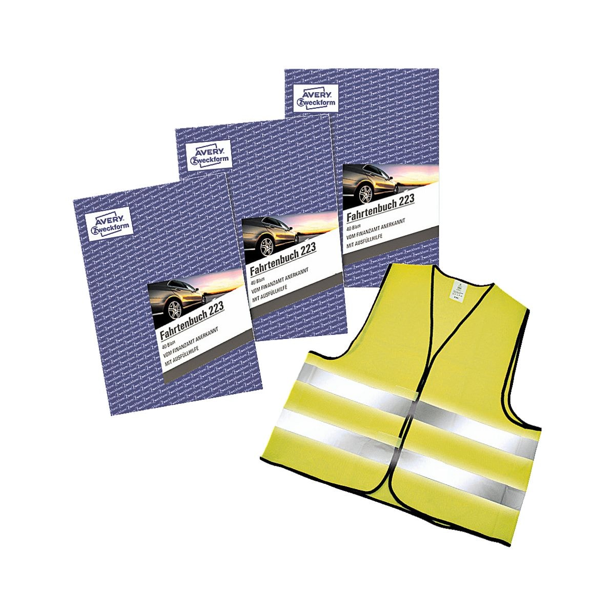 Avery Zweckform 3er-Aktionspack Fahrtenbuch »223« (A5 hoch) + 1 Warnweste Gratis