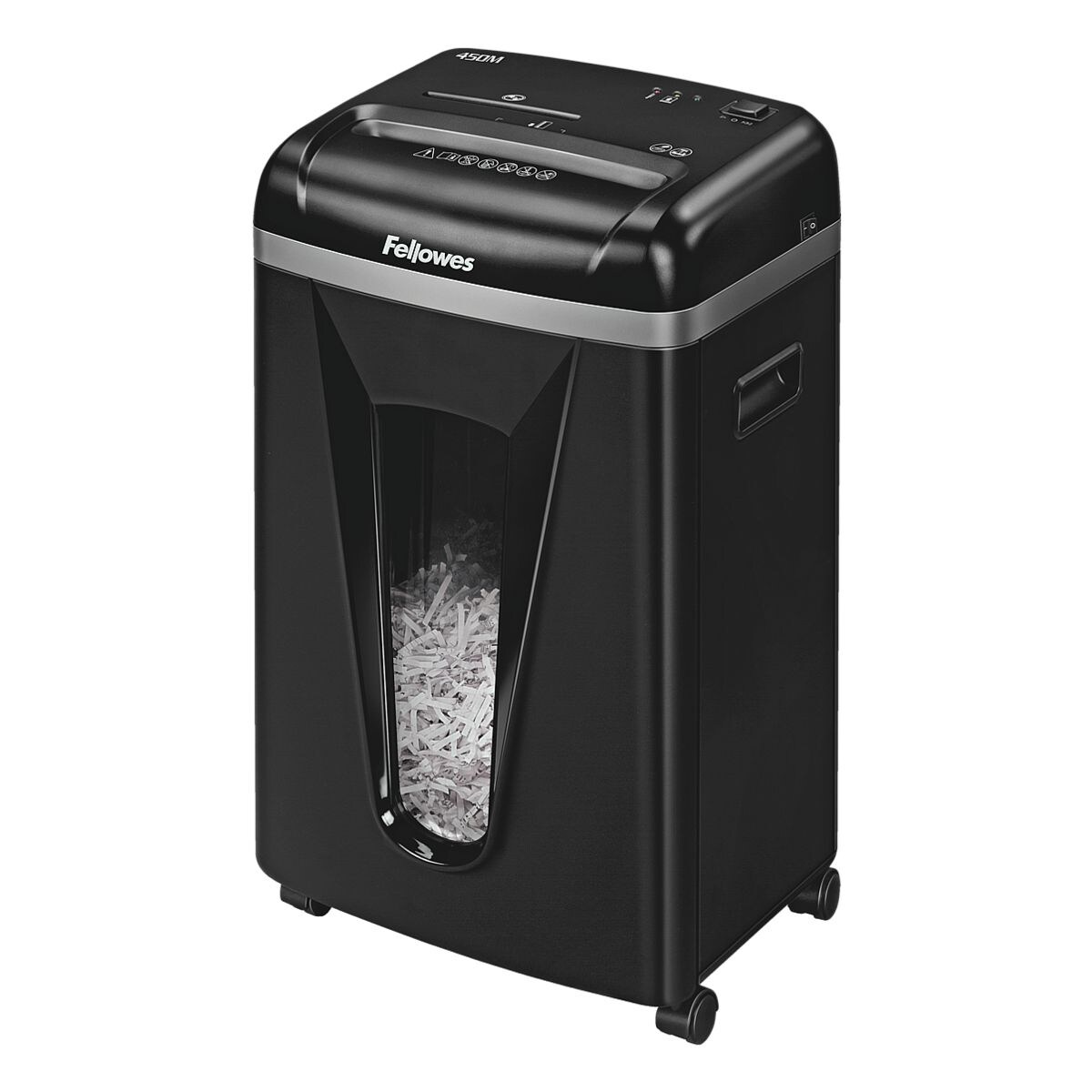 Aktenvernichter Fellowes Microshred® 450M, Sicherheitsstufe 5, Mikroschnitt (2 x 12 mm) bis 9 Blatt