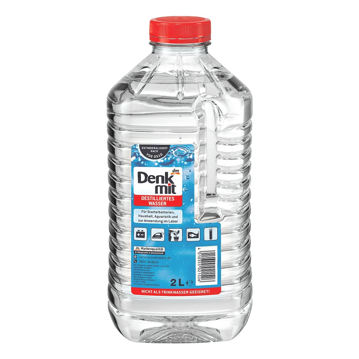 Denkmit 6er-Pack Destilliertes Wasser, 2 Liter