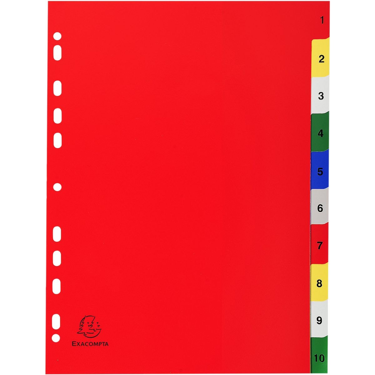 20x Exacompta Register, A4, 1-10 10-teilig, mehrfarbig, Kunststoff