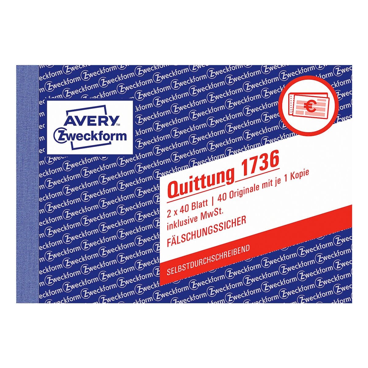 Avery Zweckform Formularbuch Quittung inkl. MwSt. - 2-fach 40 Blatt