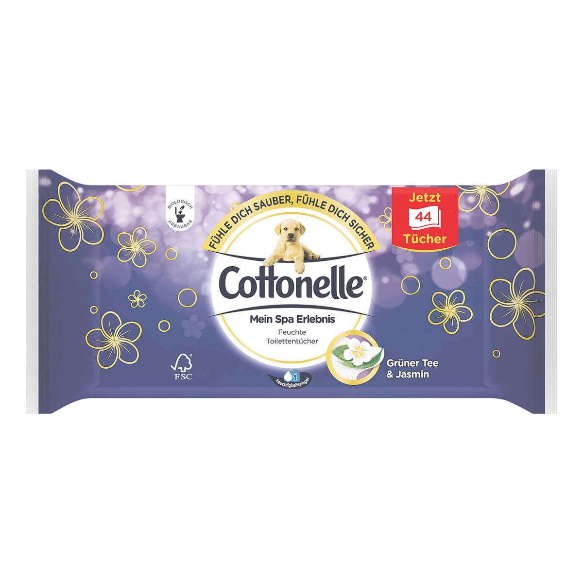 Cottonelle Feuchtes Toilettenpapier Grüner Tee & Jasmin 1-lagig, weiß - 1 x 44 Tücher