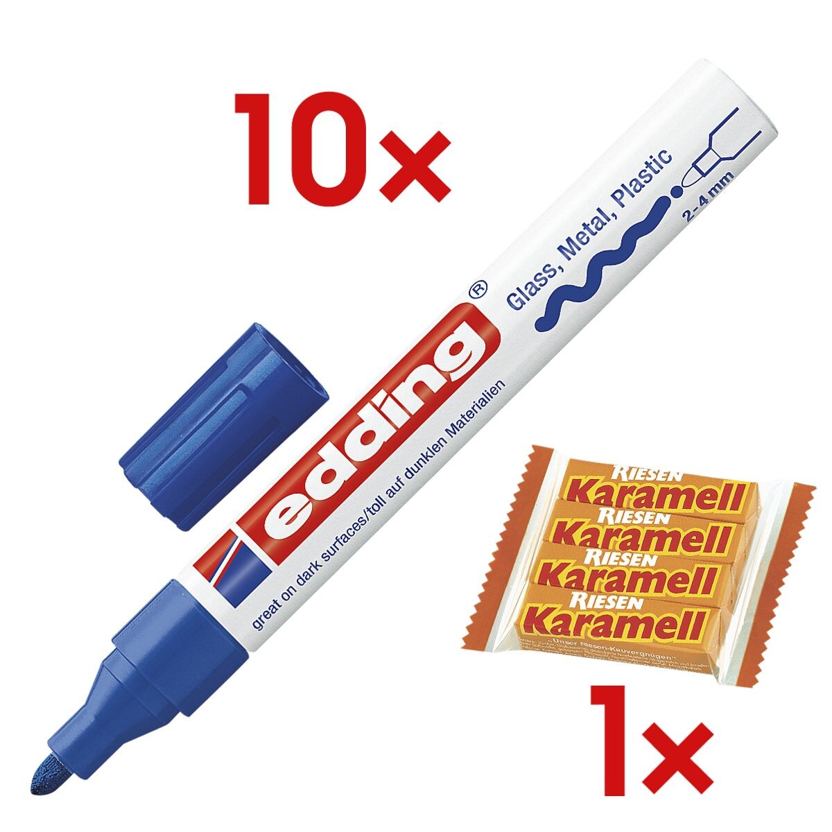 Edding 10x Lackmarker »750« inkl. Kaubonbons »Karamell Riesen«