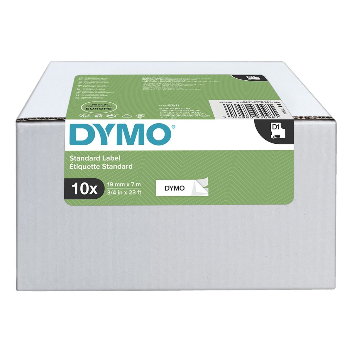 10x Dymo S0720830 Beschriftungsband (Vorteilspack) 19 mm x 7 m fr Dymo D1 Beschriftungsgerte