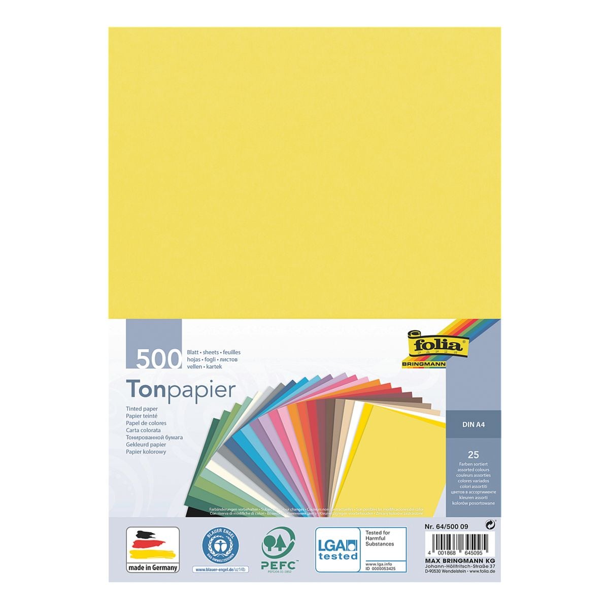 folia Tonpapier 130 g/m 25 Farben A4 500 Blatt