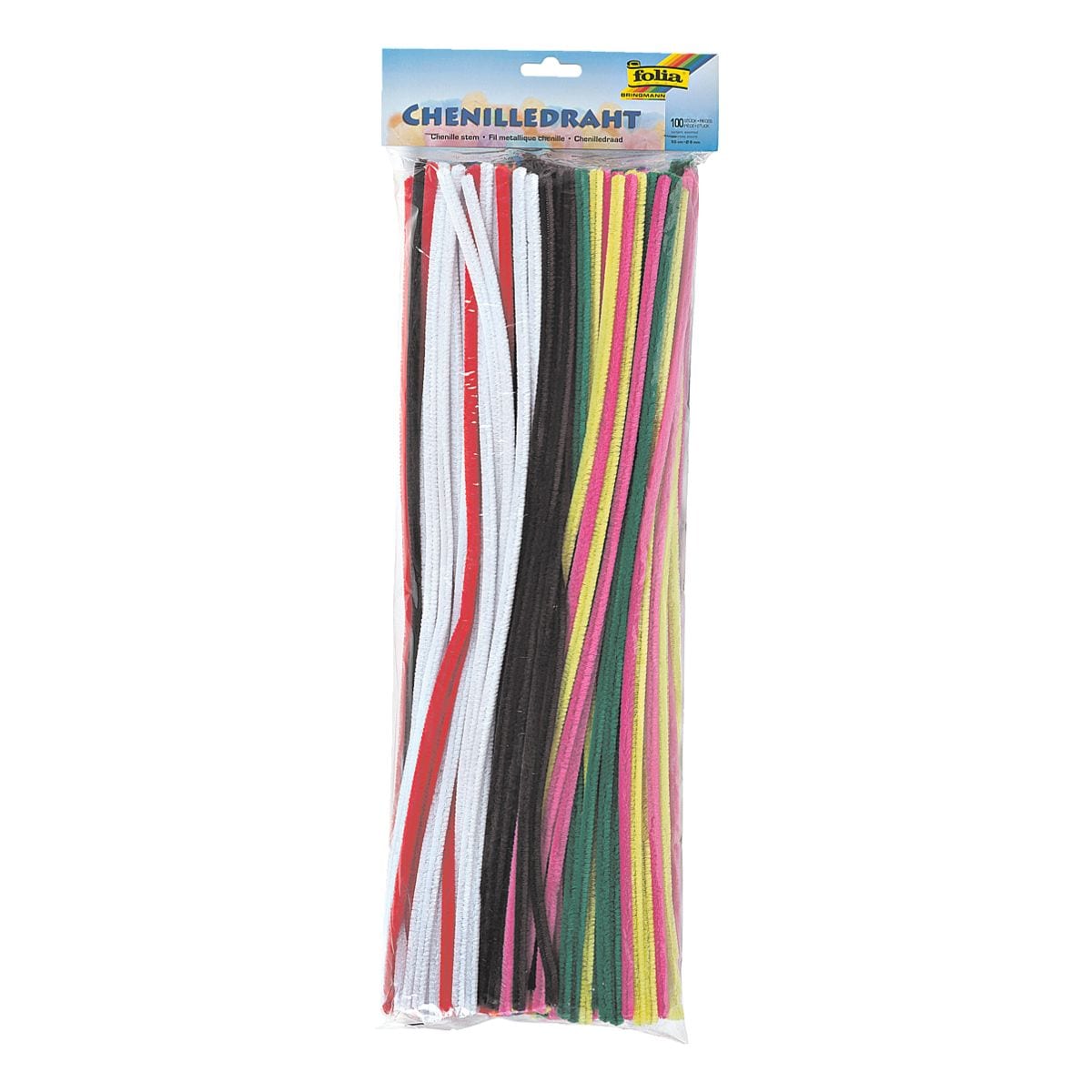 folia 100er-Pack Pfeifenputzer / Chenilledraht »Mix bunt« 50 cm Ø 8 mm