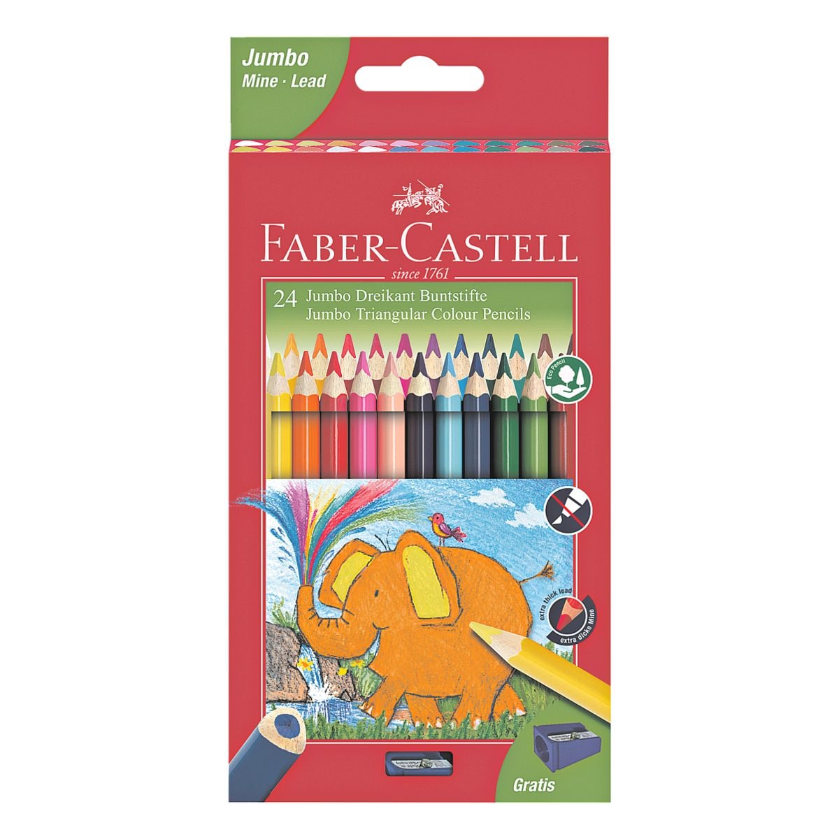 Faber-Castell (Schule) 24er-Pack Buntstifte Jumbo Dreikant