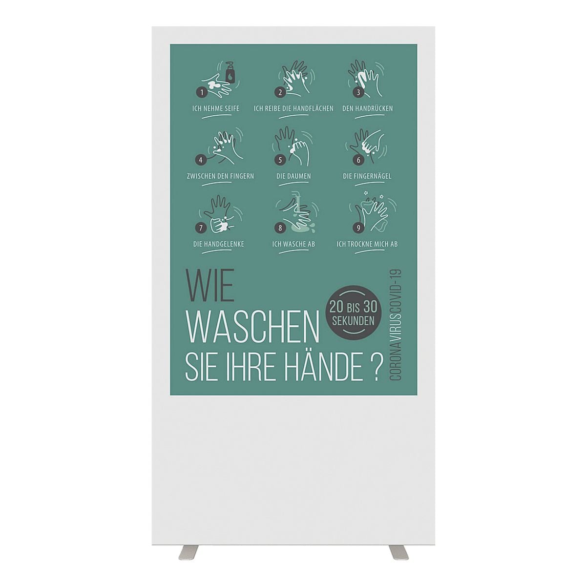 Paperflow Trennwand »Easyscreen« mit Info-Motiv »Hände waschen« 94 x 39 x 174 cm