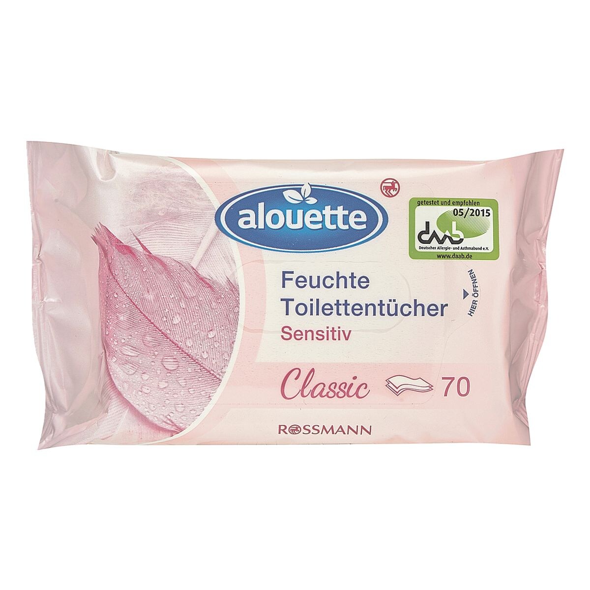 alouette Feuchtes Toilettenpapier sensitiv 1-lagig, weiß - 70 Tücher