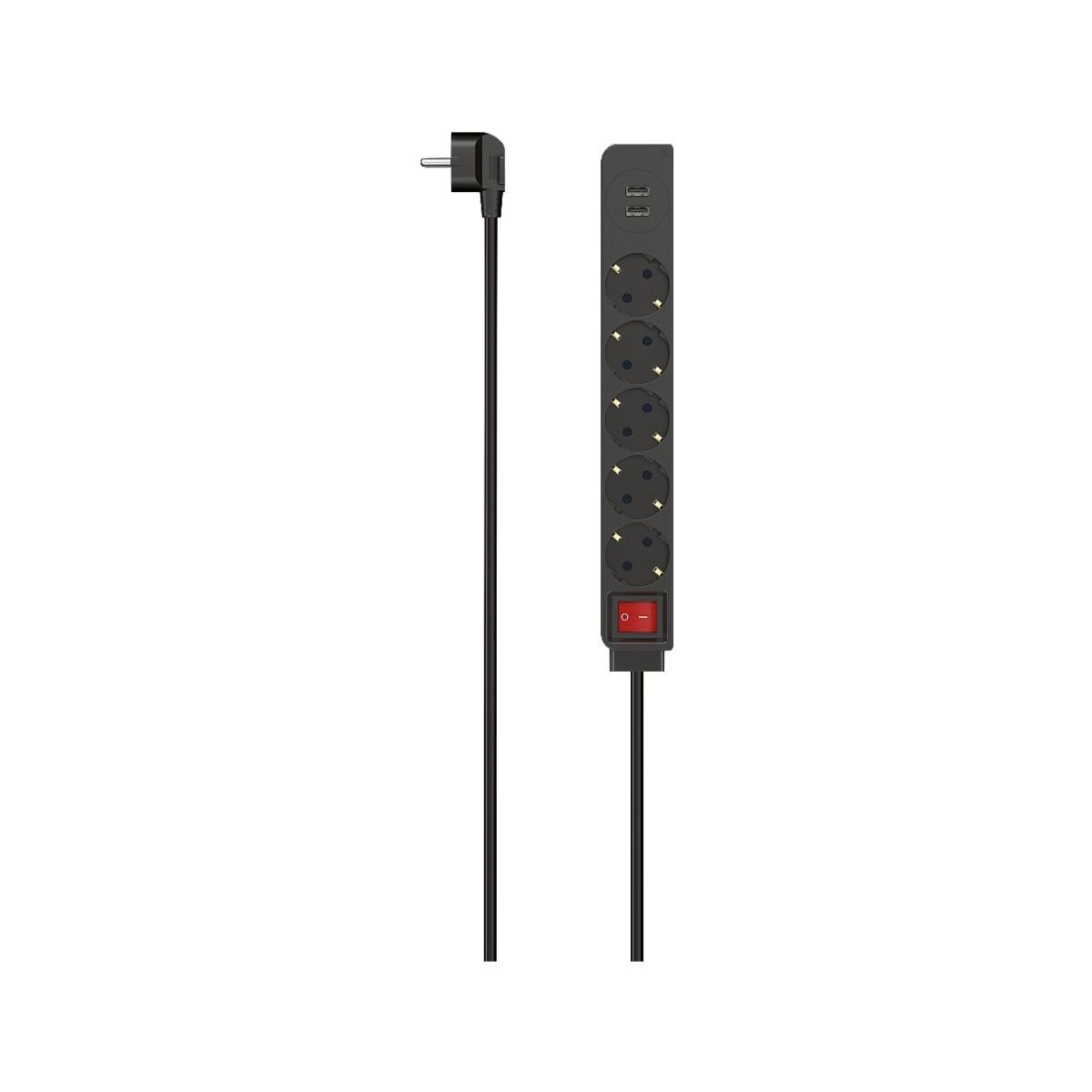 5-fach Steckdosenleiste Hama USB 3,4 A mit Schalter schwarz