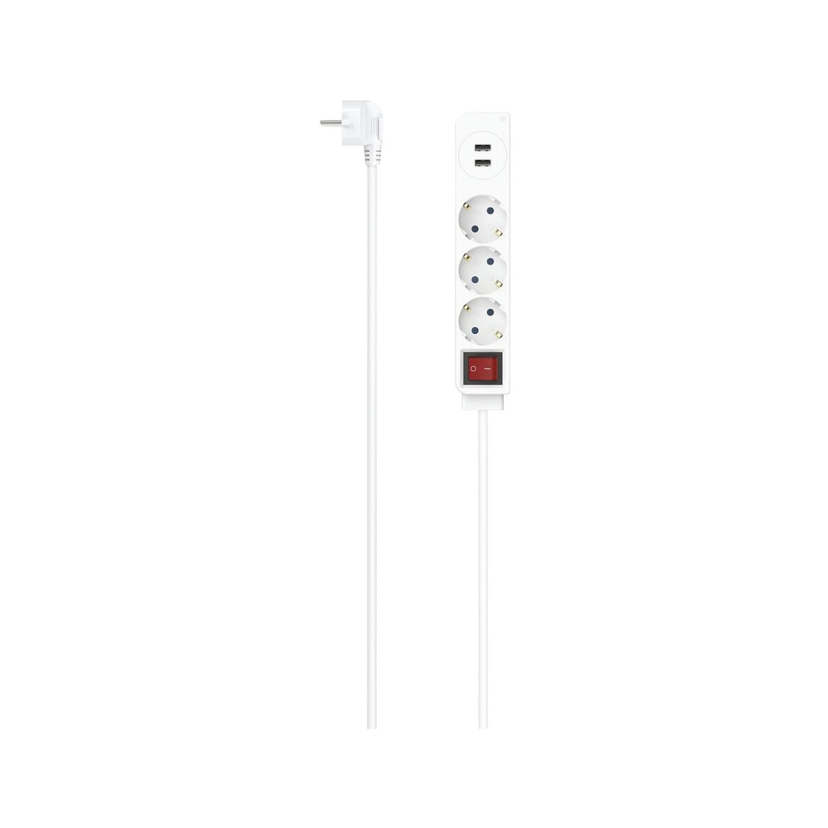3-fach Hama USB 3,4 A mit Schalter, weiß