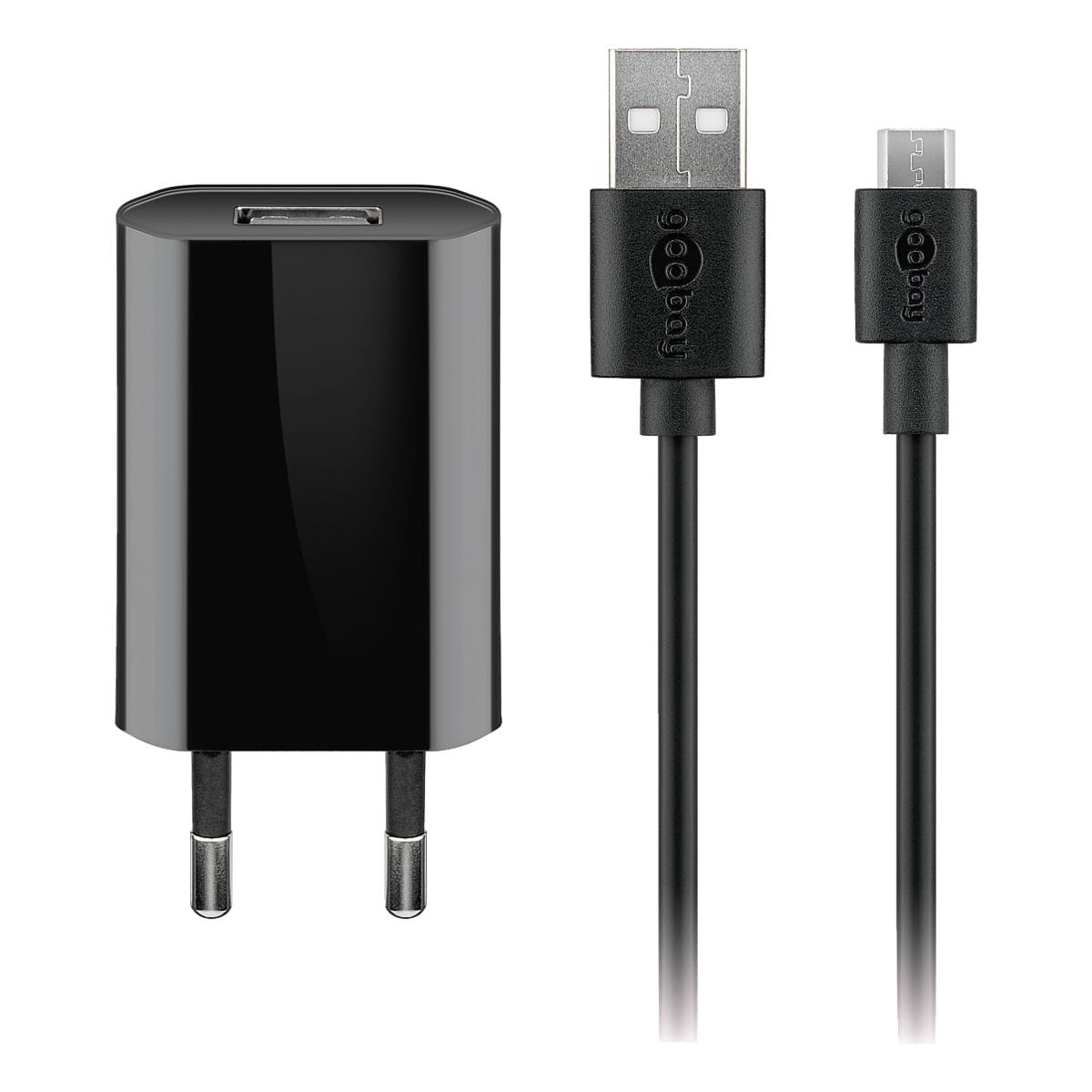 goobay Micro-USB-Ladeset 1 A schwarz