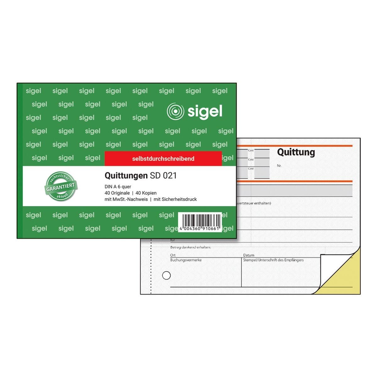 Sigel Formularbuch »Quittung mit MwSt.« SD021