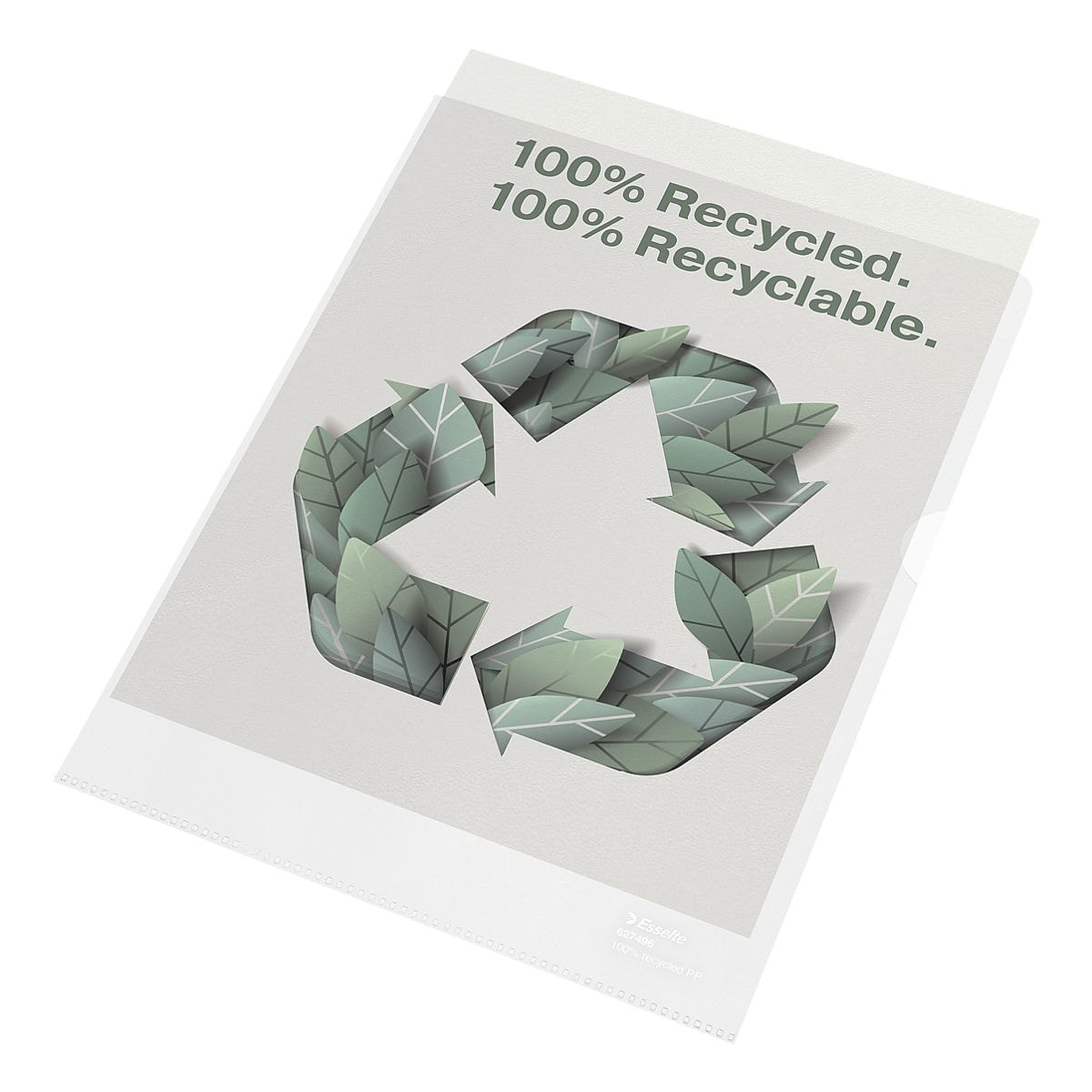 Esselte Sichthllen 100% recycelt A4 transparent/genarbt, oben und seitlich offen - 100 Stck
