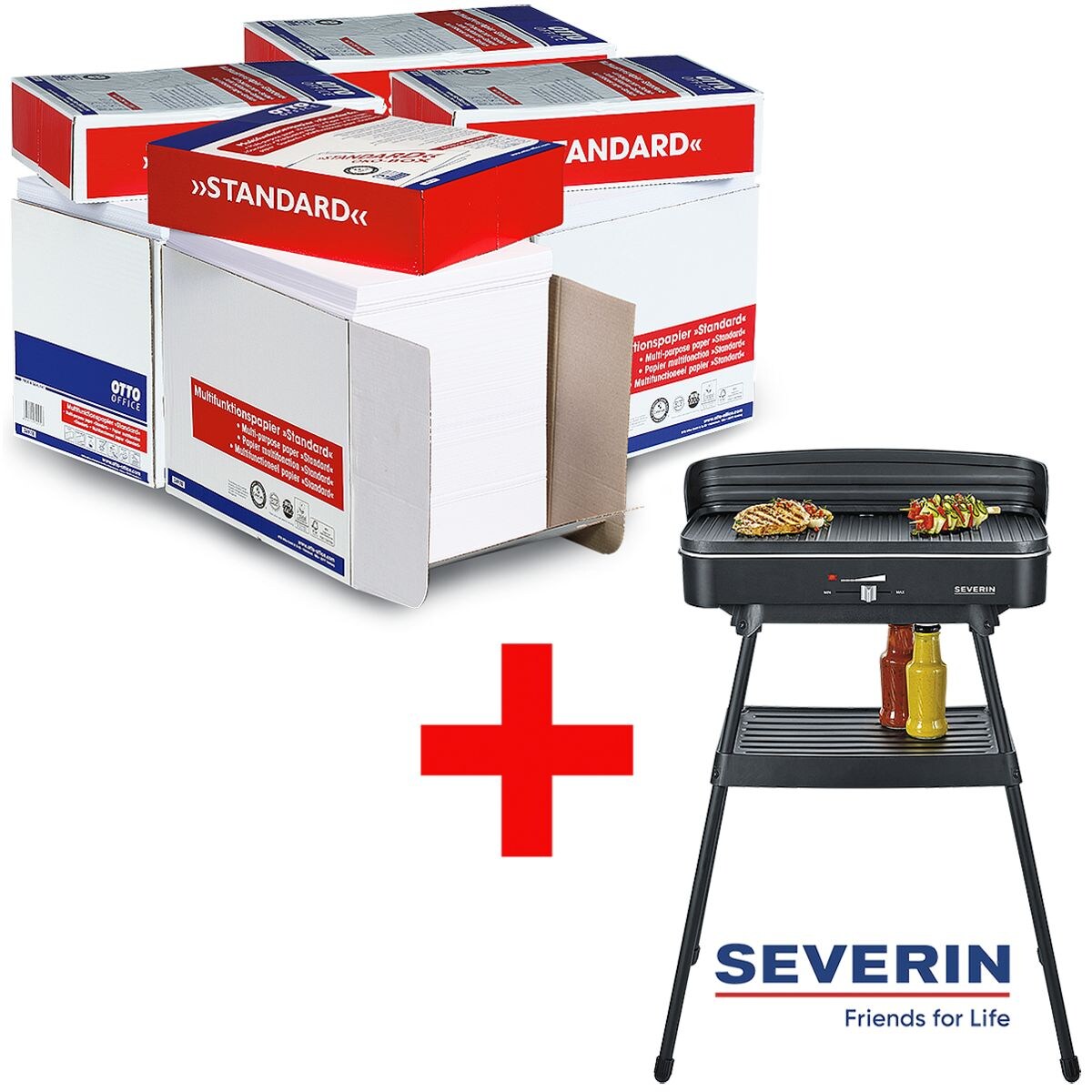 4x Öko-Box Multifunktionspapier A4 OTTO Office Standard - 10000 Blatt gesamt inkl. Elektrogrill mit Standuntergestell »PG 8533«
