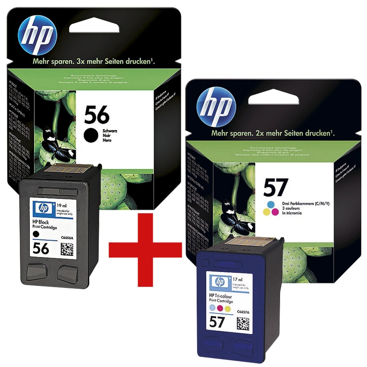 HP Tintenpatronen-Set HP 56 & 57, schwarz / 3-farbig - C6656AE / C6657AE