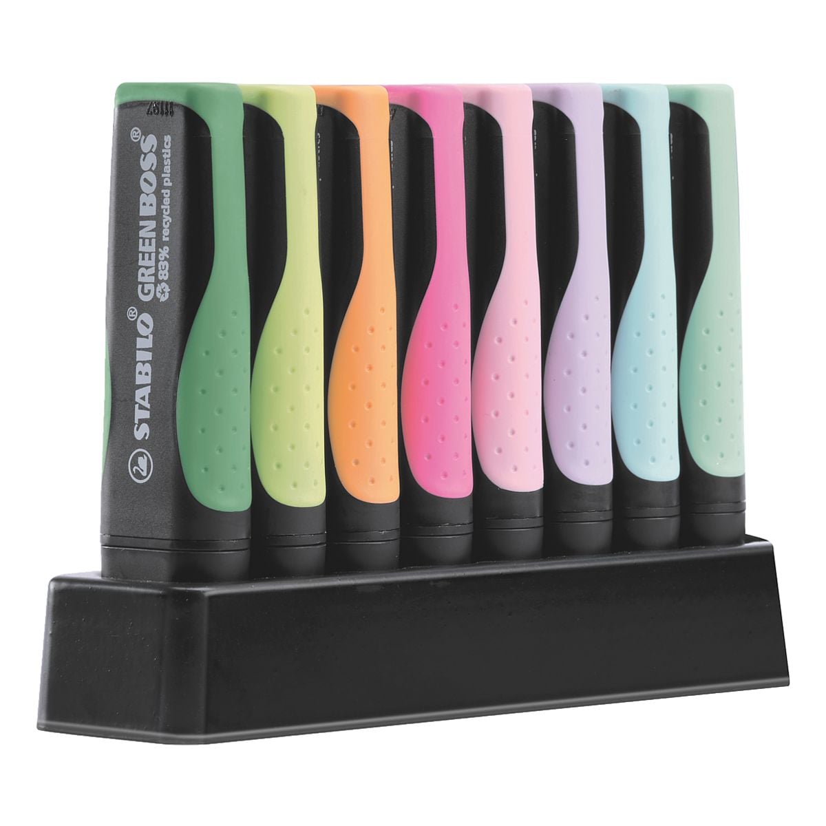 STABILO Textmarker-Set Green BOSS® Pastel 8 Farben im Tischset, Keilspitze