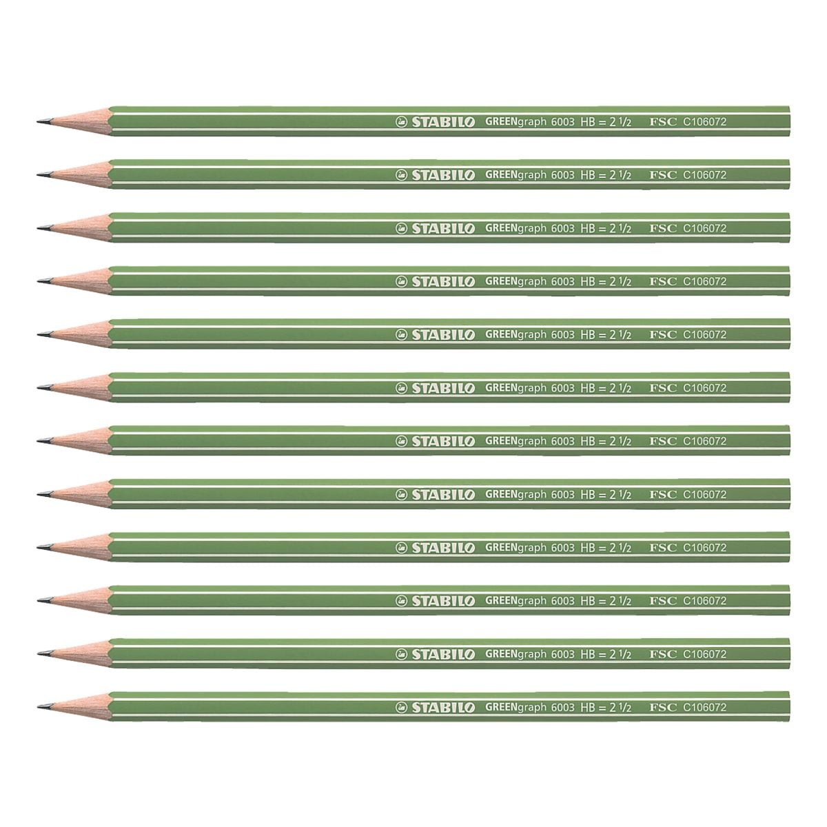 12x Holzbleistift STABILO GREENgraph 6003, HB, ohne Radiergummi