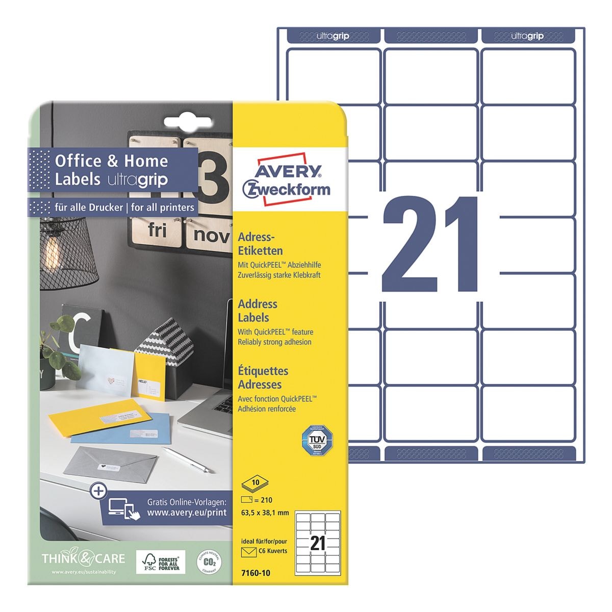 Avery Zweckform 210er-Pack Adressetiketten »Ultragrip«