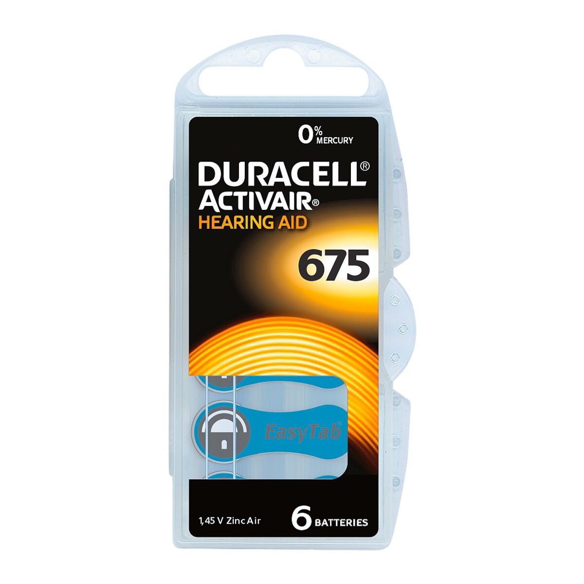 Duracell 6er-Pack Hrgerte-Batterien DA675 / PR44