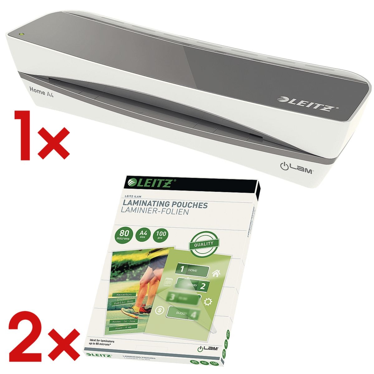 Leitz Laminiergerät Home A4 »iLAM Home« inkl. 2x Laminierfolien A4 100 Stück 80 mic »glänzend«