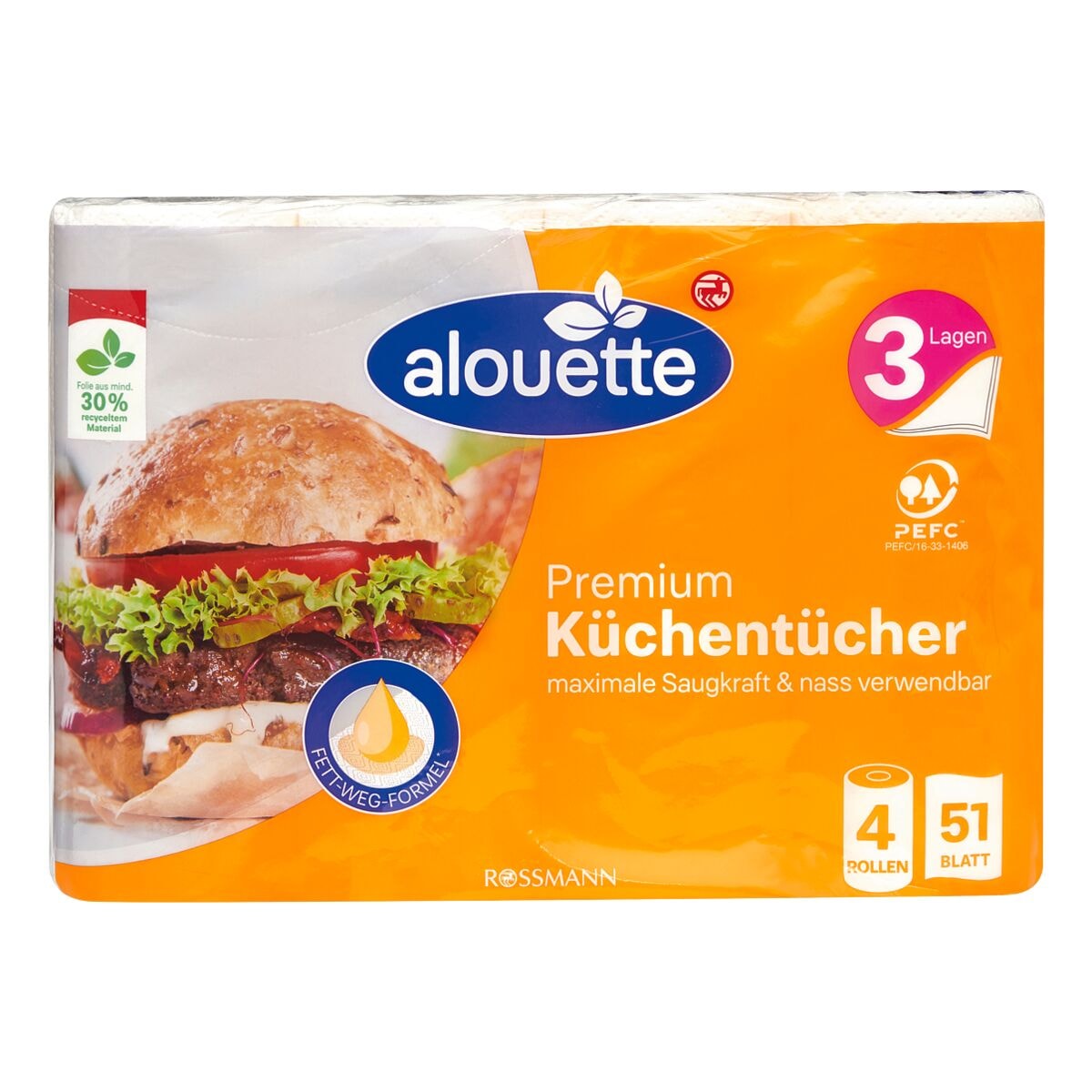 alouette Kchenrollen Premium 4 Rollen 3-lagig