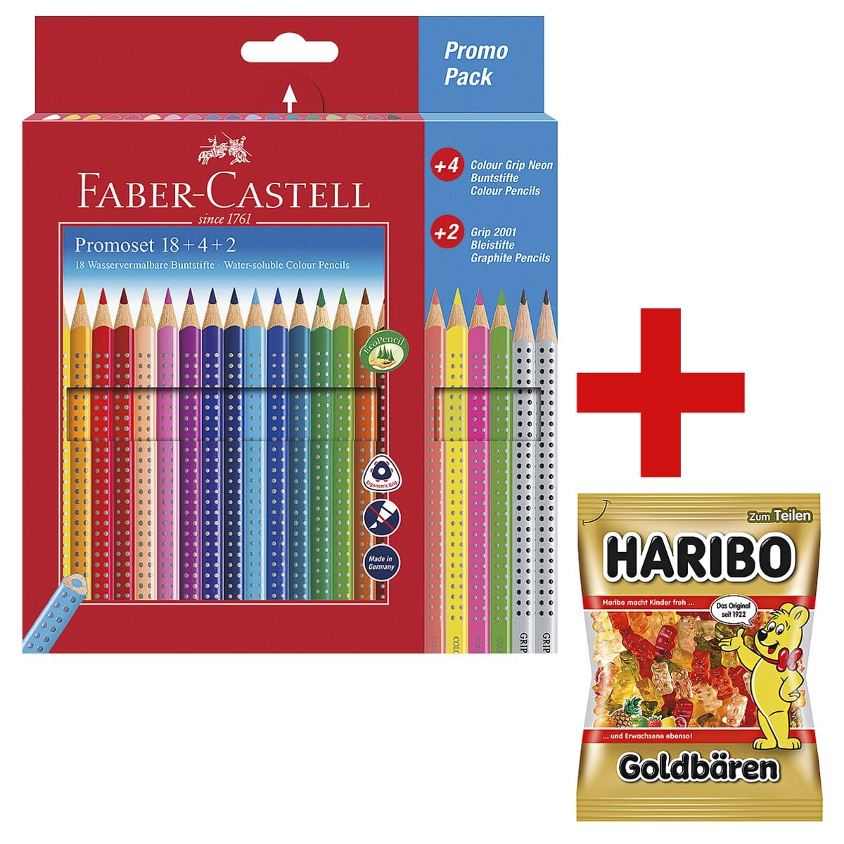 Faber-Castell (Schule) 24-Promo-Pack Buntstifte »Colour GRIP« inkl. Fruchtgummi »Goldbären« 200 g