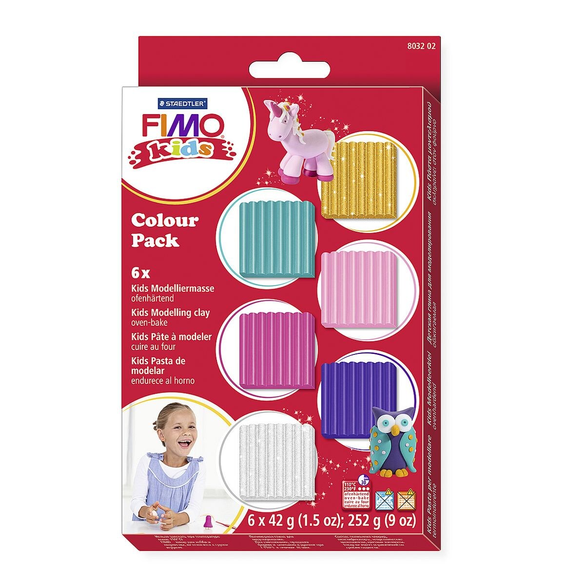 FIMO 6er-Pack Modelliermasse Fimo Kids Girlie