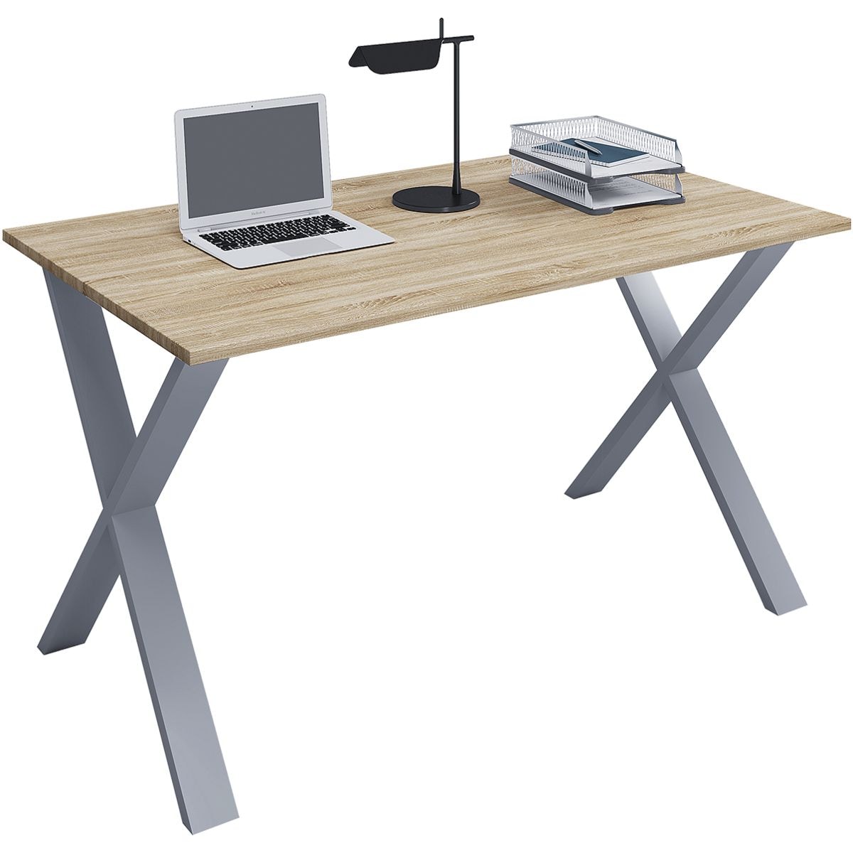Vcm Schreibtisch »Lona« 140 cm, X-Fuß-Gestell silbern