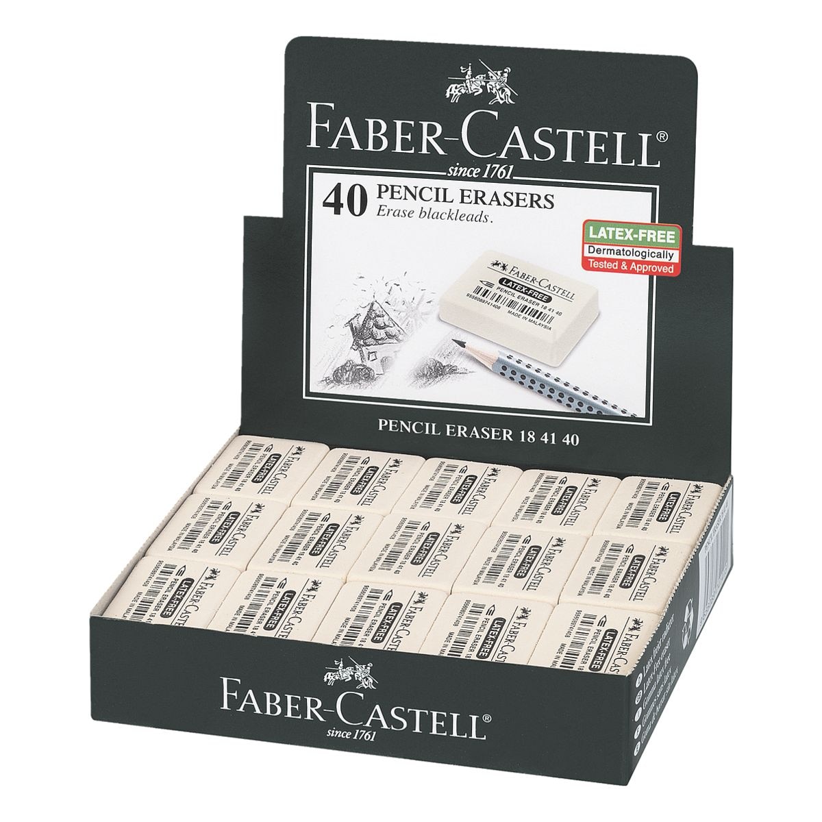 Faber-Castell 40er-Pack Radierer Latex-free 7041-40
