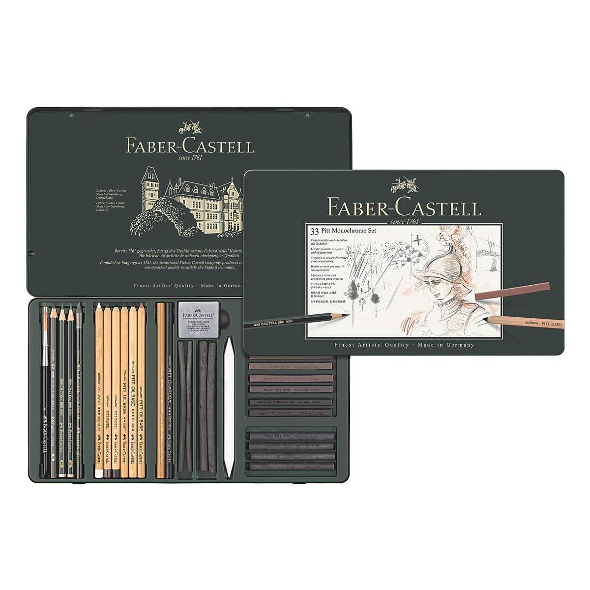 Faber-Castell Zeichenstifte Monochrome Set »Pitt« 33er Metalletui