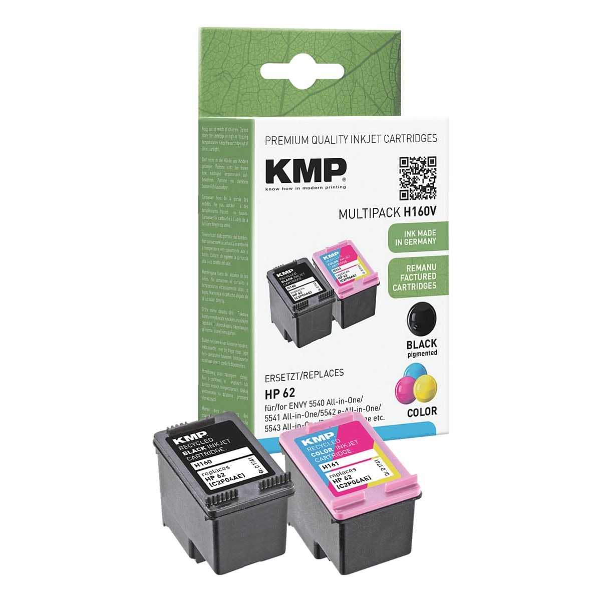 KMP 2er-Pack Tintenpatrone ersetzt Hewlett Packard 62 (C2P04AE / C2P06AE)