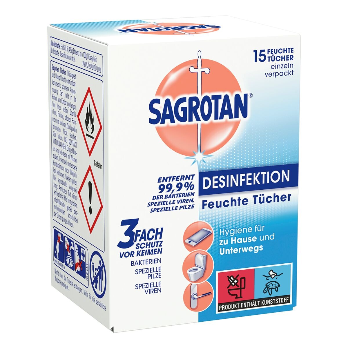 Sagrotan 15er-Pack Desinfektion Feuchte Tücher
