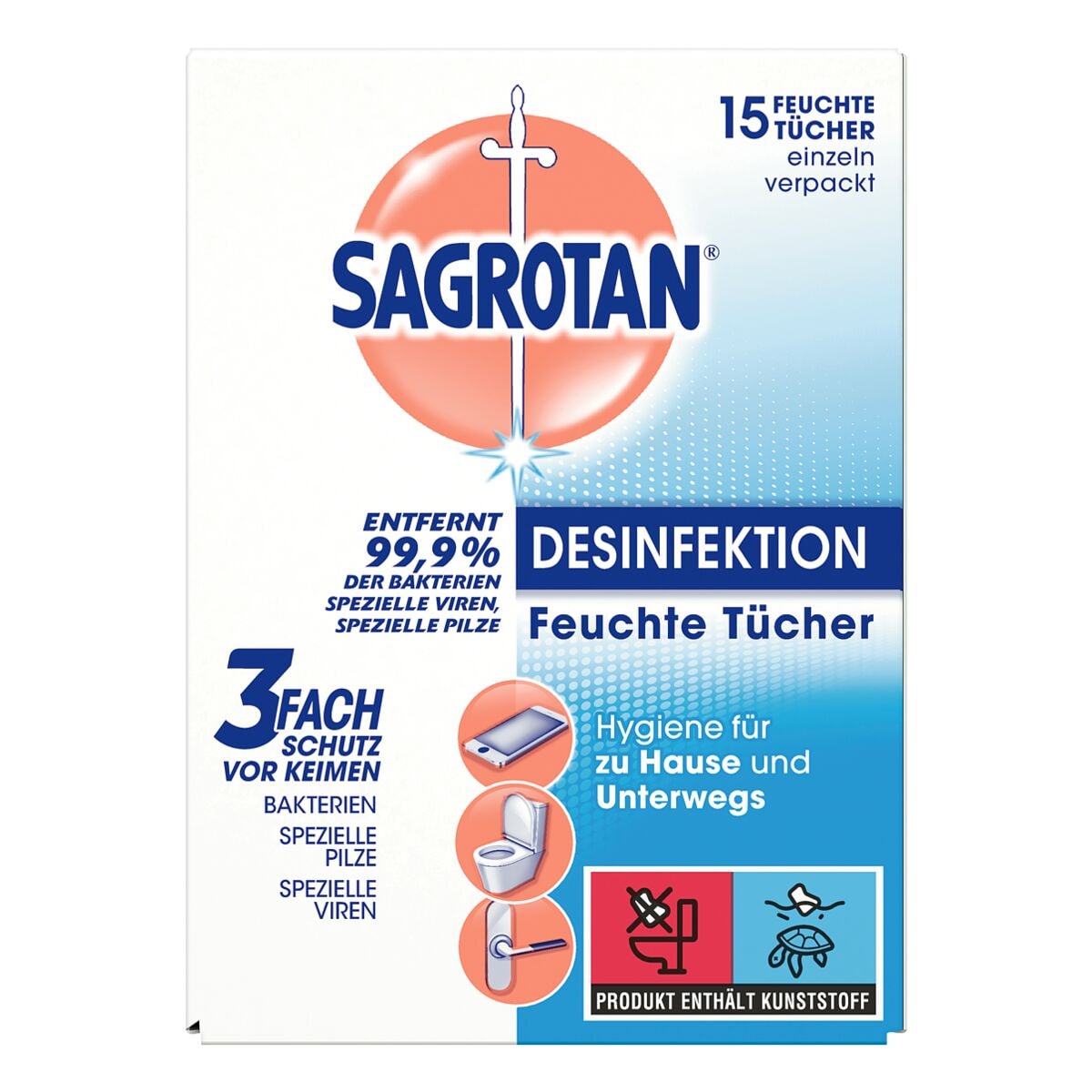 Sagrotan 15er-Pack -Desinfektion Feuchte Tücher