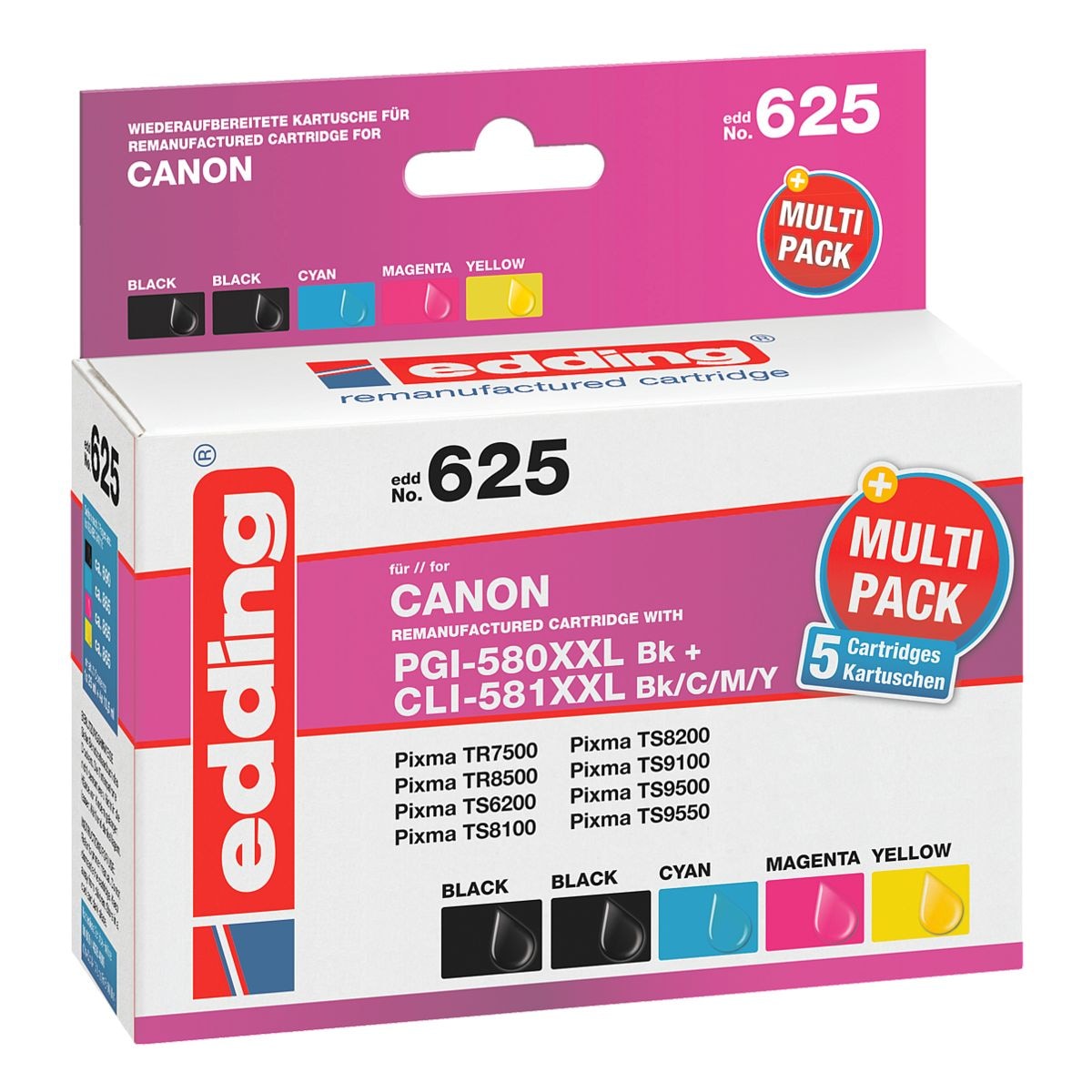 Edding Tintenset ersetzt Canon PGI-580XXL BK/CLI-581XXL Multipack